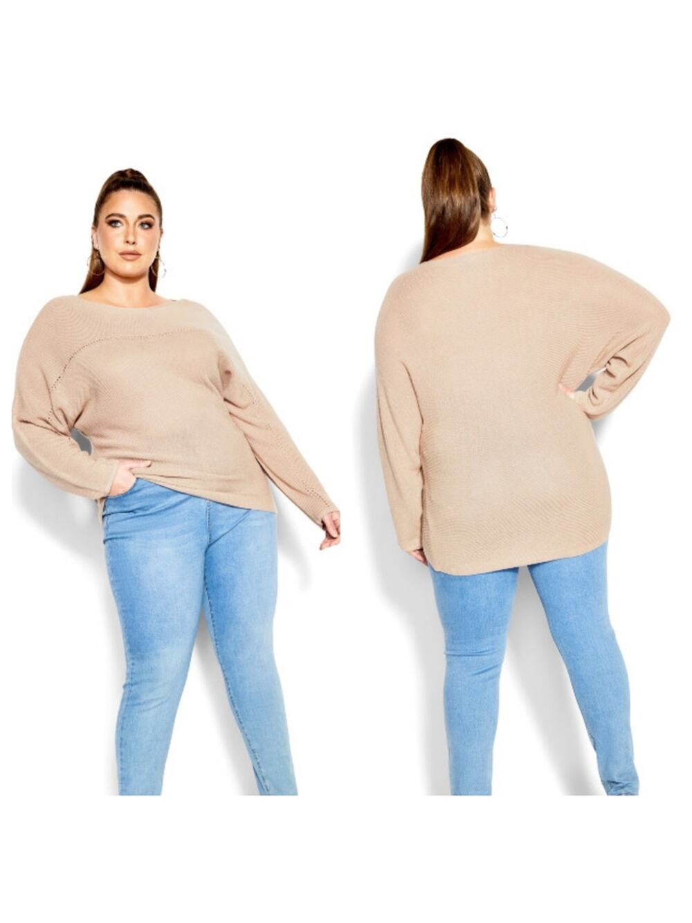 NWT City Chic Wool Blend Romance Sweater in Soft Sand - Size L (20)
